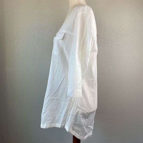 Eddie Bauer Quarter Button Down Tunic Top Size L EUC - Picture 3 of 7